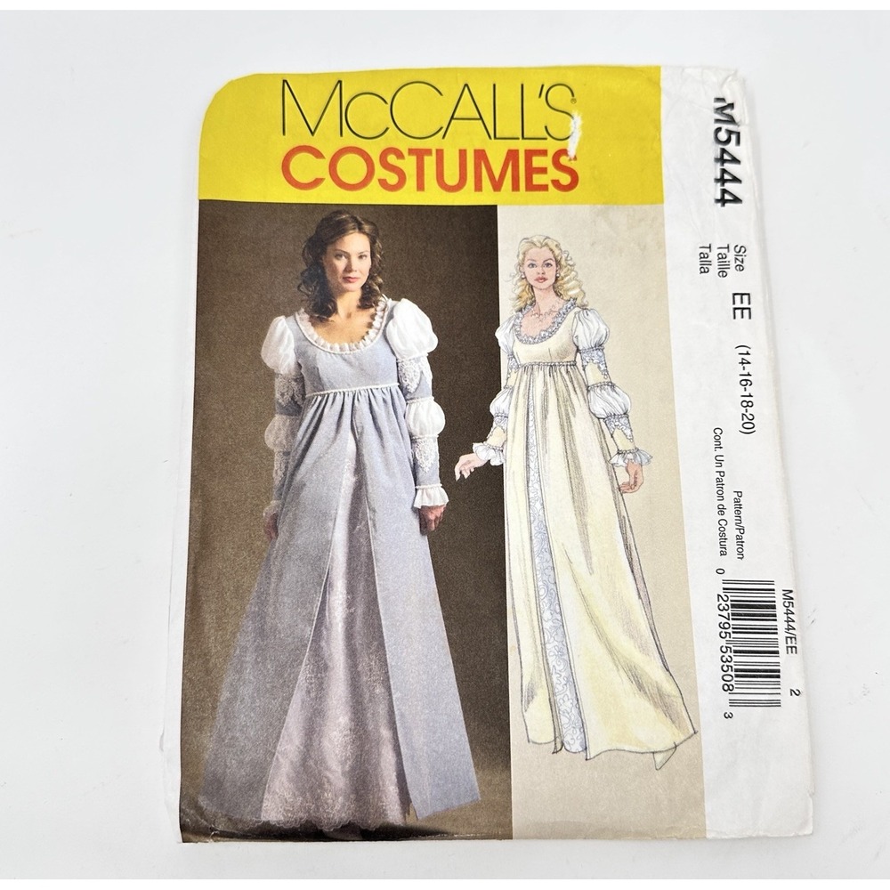 McCalls Renaissance Sewing Pattern 5444 Gown Dress Costume Women's 14-20
